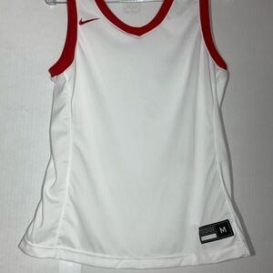 Nike Team Dri-FIT Stock Basketball Jersey Womens Size Medium White Red V-Neck
